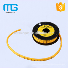 1,5 mm2 manguito de cable de marcador de cable amarillo con material de PVC, disponible en varios colores, aprobación CE